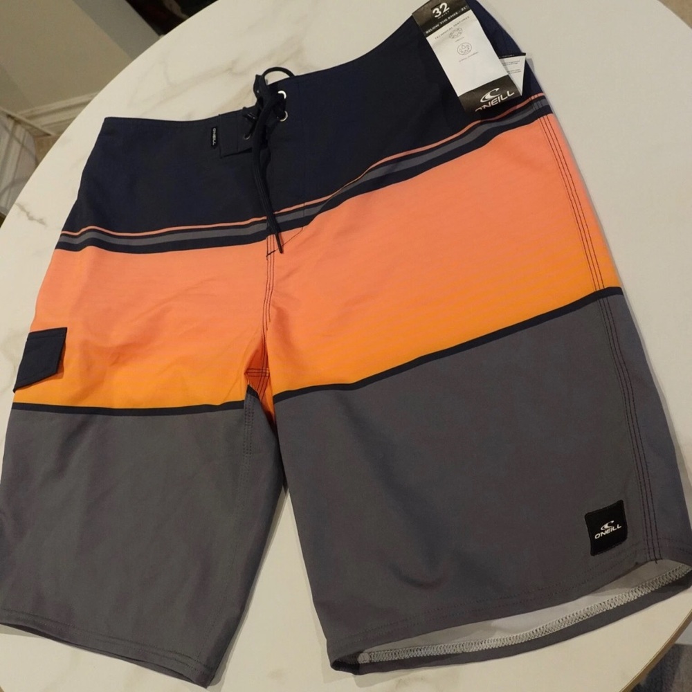 O'Neill Orange and Gray Board Shorts Quick-Dry Swimwear New With Tags Size 32